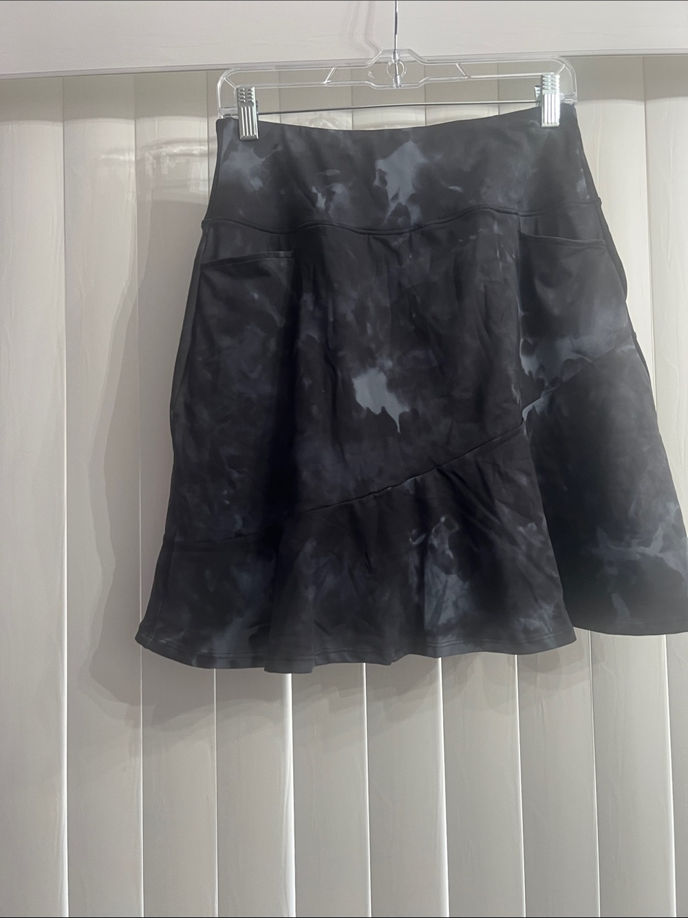 Black Tie-Dye Midi Skirt with Subtle Gray Highlights